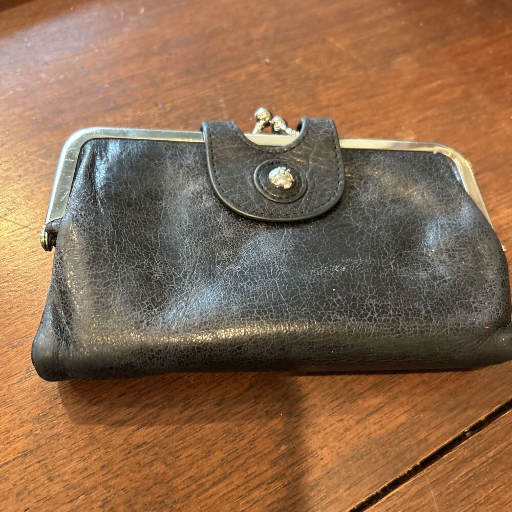 HOBO Black Leather Wallet with Silver Hardware - Picture 2 of 14